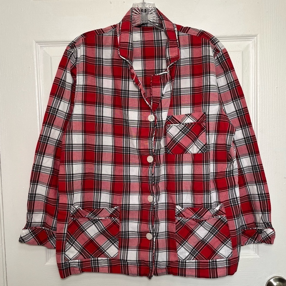 VICTORIA’S SECRET Red, White, and Black Button Down Pajama Top | size medium